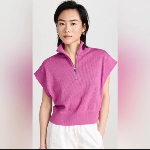 Varley Sweater Womens Large Purple Fulton Cropped Knit Half Zip Funnel Neck - Picture 1 of 14